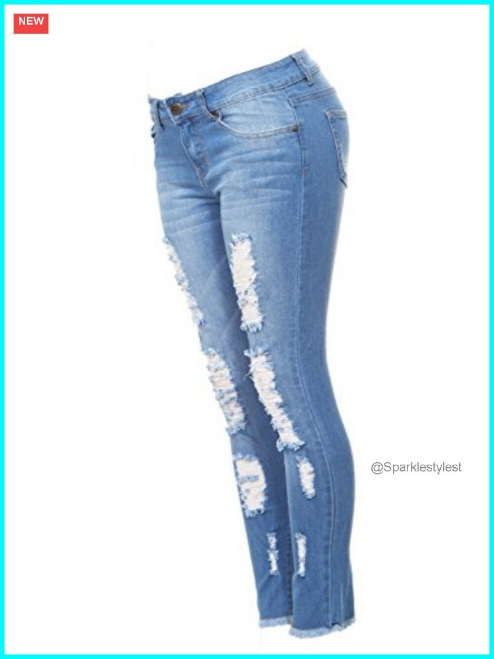 VIP Jeans Women's Plus Size Skinny Ripped Stretch Denim